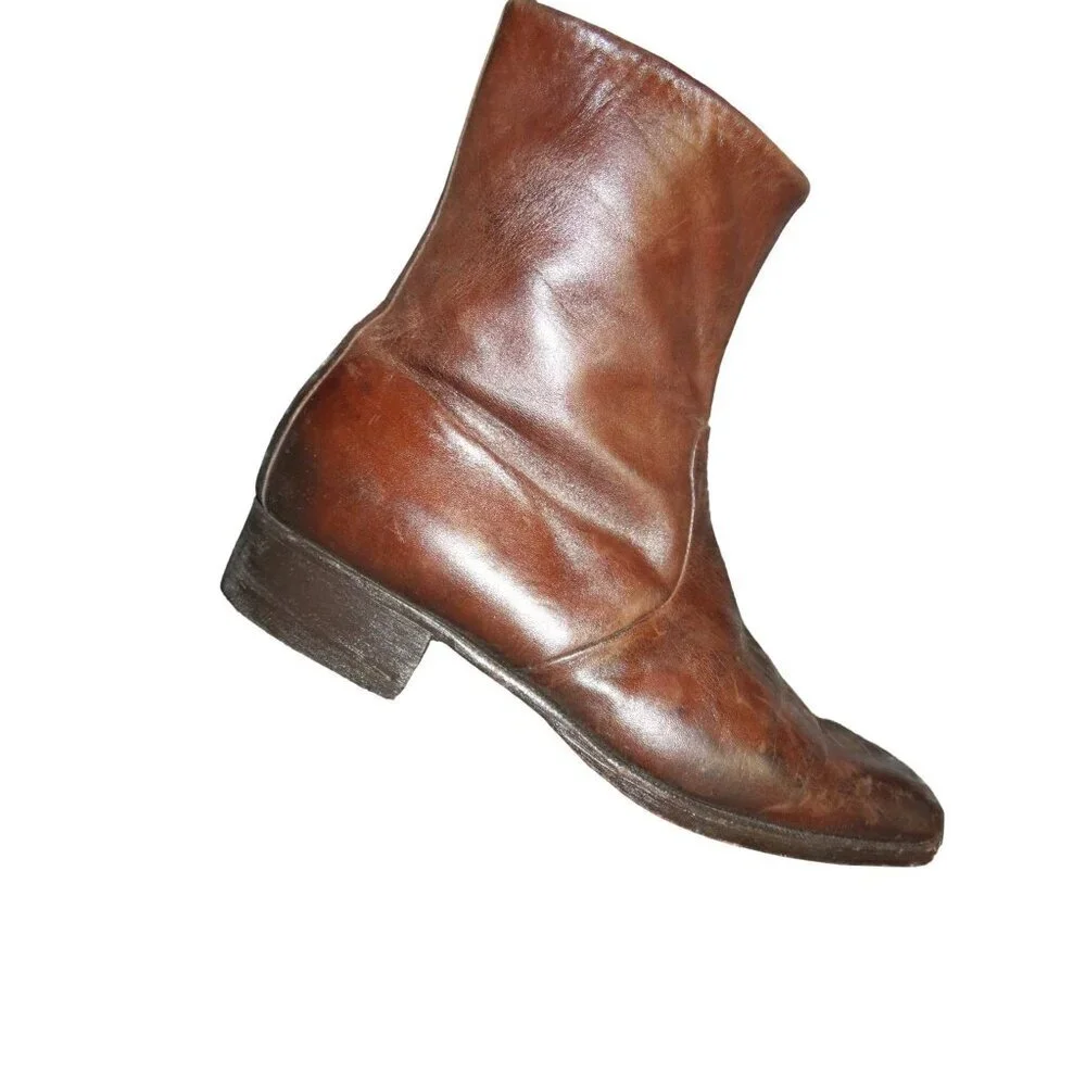 MORESCHI ITALY Genuine Italian Leather Boots in black size 8.5 Full zip Vintage